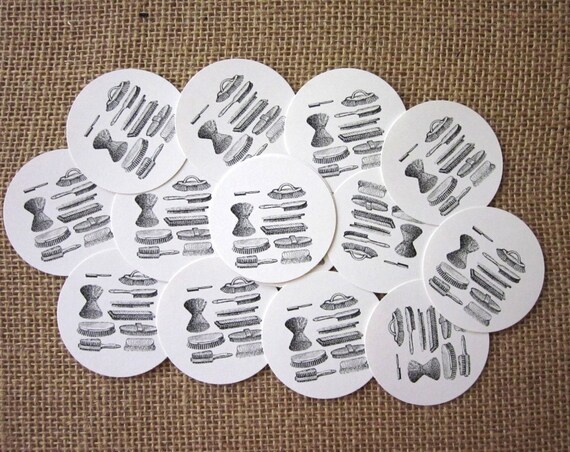 Vintage Brushes Tags Round Paper Gift Tags Set of 10 | Etsy