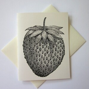 Strawberry Fruit Note Cards Stationery Set of 10 Cards in White or Light Ivory with Matching Envelopes