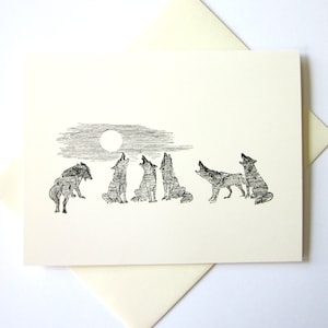 Wölfe Heult am Mond Wölfe Wolf Briefpapier Notizkarten 10er Set mit passenden Umschlägen