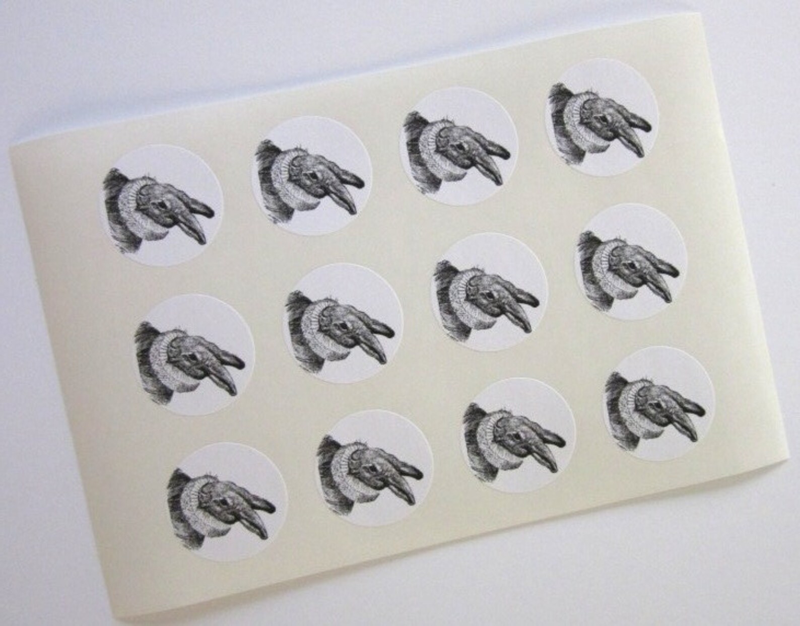 Rabbit Stickers One Inch Round Seals | Etsy