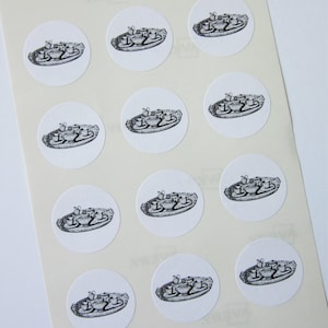 Tea Set Stickers One Inch Round Seals