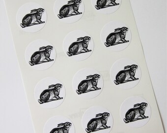Rabbit Stickers One Inch Round Seals