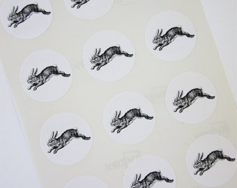 Rabbit Stickers One Inch Round Seals