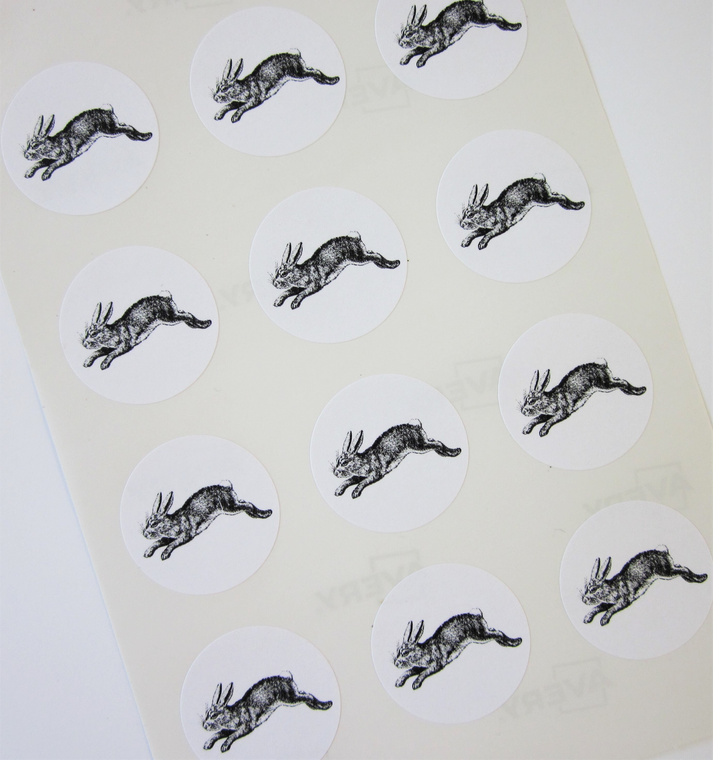 Rabbit Stickers One Inch Round Seals | Etsy