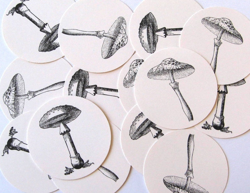 Mushroom Tags Round Gift Tags Set of 10 image 2