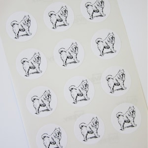 Samoyed Dog Stickers One Inch Round Seals