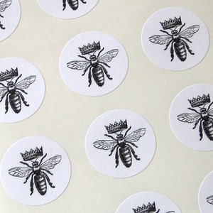 Queen Bee Stickers One Inch Round Seals