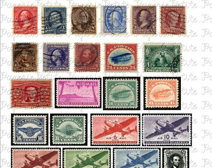 Vintage US Stamps Digital Download Collage Sheet - Etsy