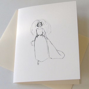 Bride Note Cards Stationery Set of 10 Cards in White or Light Ivory with Matching Envelopes image 1