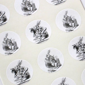 Alice In Wonderland Rabbit Stickers One Inch Round Seals