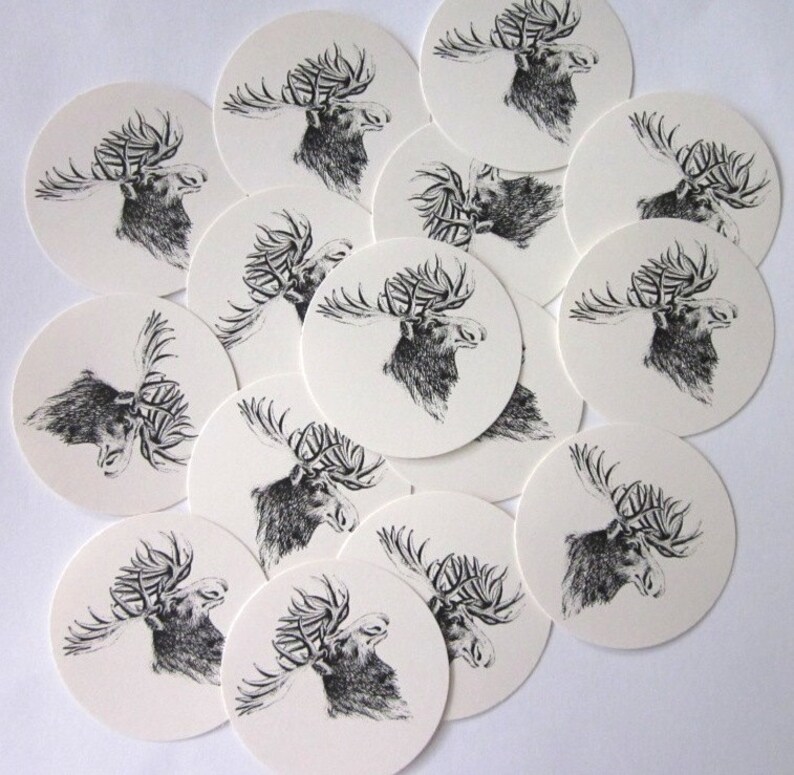 Moose Tags Round Paper Gift Tags Set of 10 Etsy