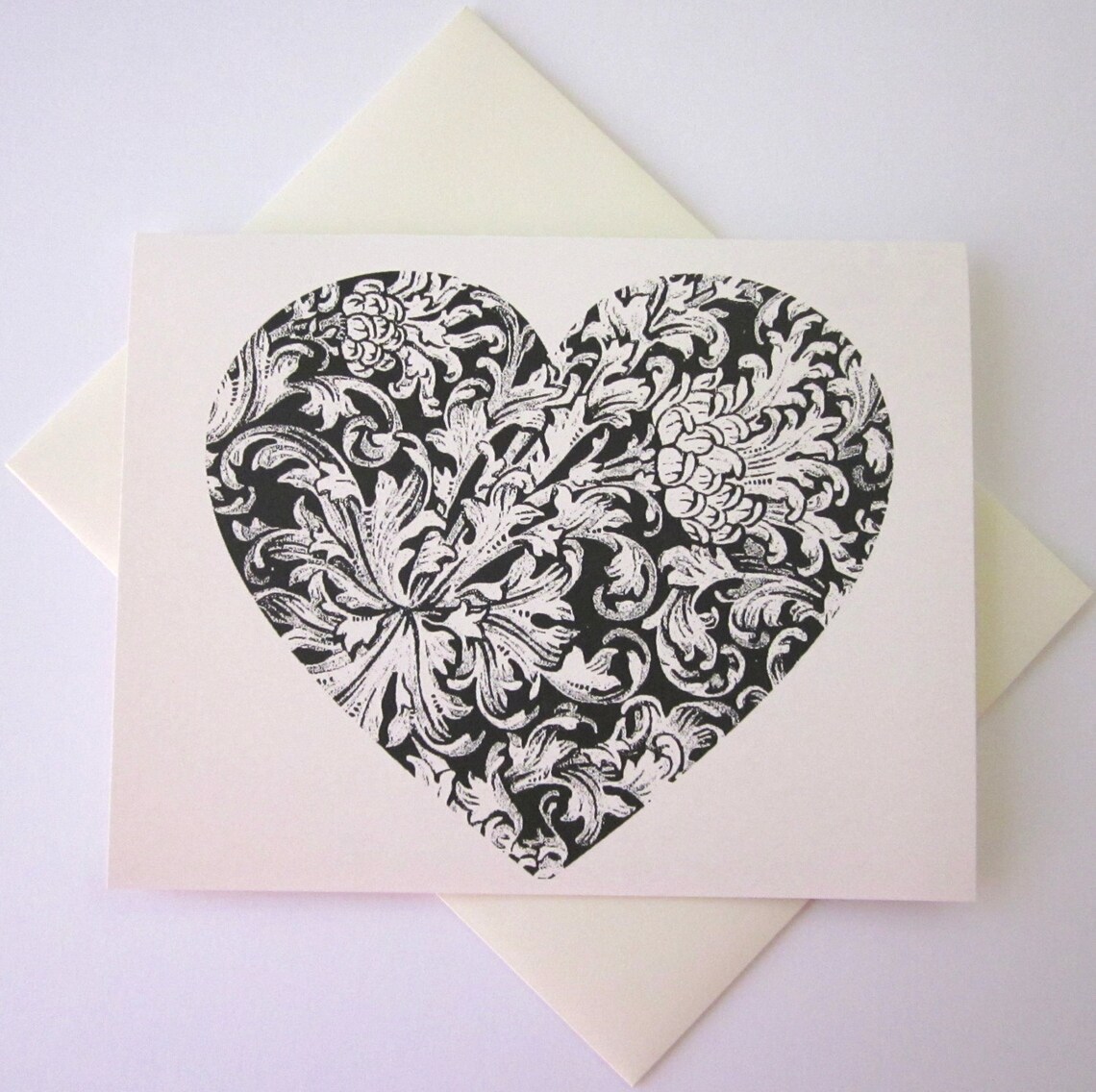 Heart Note Cards Stationery Set of 10 Cards in White or Light | Etsy