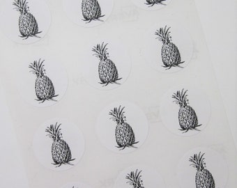 Pineapple Stickers One Inch Round Seals