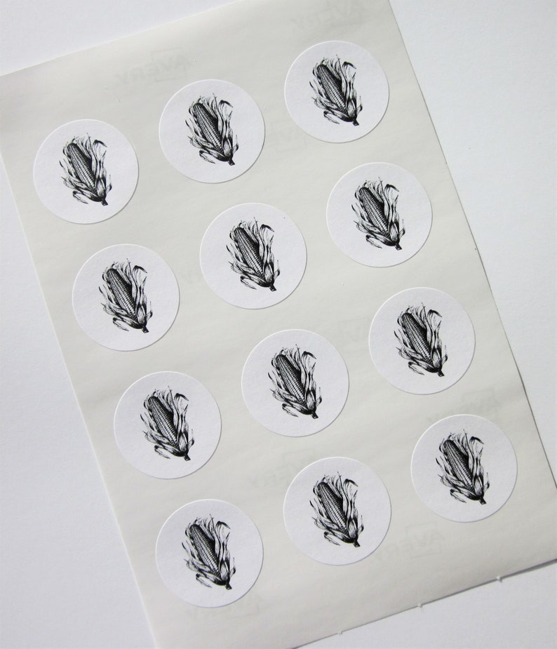 White Maize Sticker Corn Maize Stickers One Inch Round Seals - Etsy
