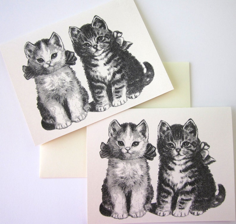 Kittens Cats Note Cards Stationery Set of 10 Cards in White or Etsy