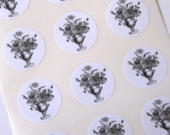Flower Stickers One Inch Round Seals