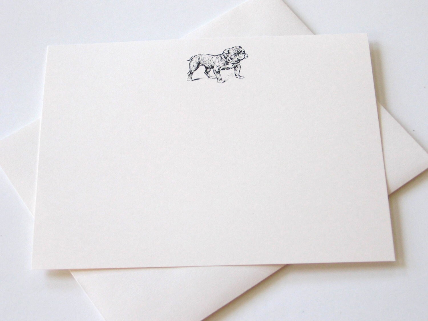 Bulldog Note Cards Stationery Set of 12 Cards in White or Light Ivory ...