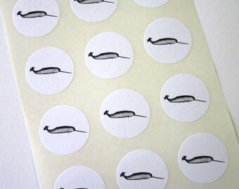 Narwhal Stickers One Inch Round Seals
