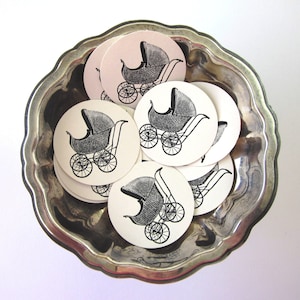 Pram Baby Carriage Tags Round Paper Gift Tags Set of 10