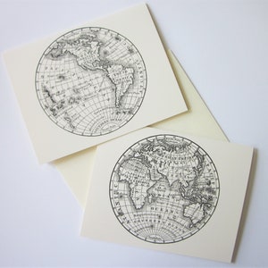 Wereldkaart Globe Note Cards Set van 10 met bijpassende enveloppen
