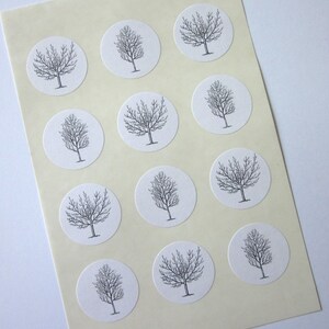 Winter Trees Stickers One Inch Round Seals