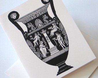 Greek Vase Urn Note Cards Stationery Set of 10 Cards in White or Light Ivory with Matching Envelopes