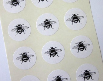 Bee Stickers One Inch Round Seals