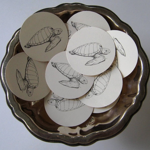 Zee schildpad tags ronde gift tags set van 10