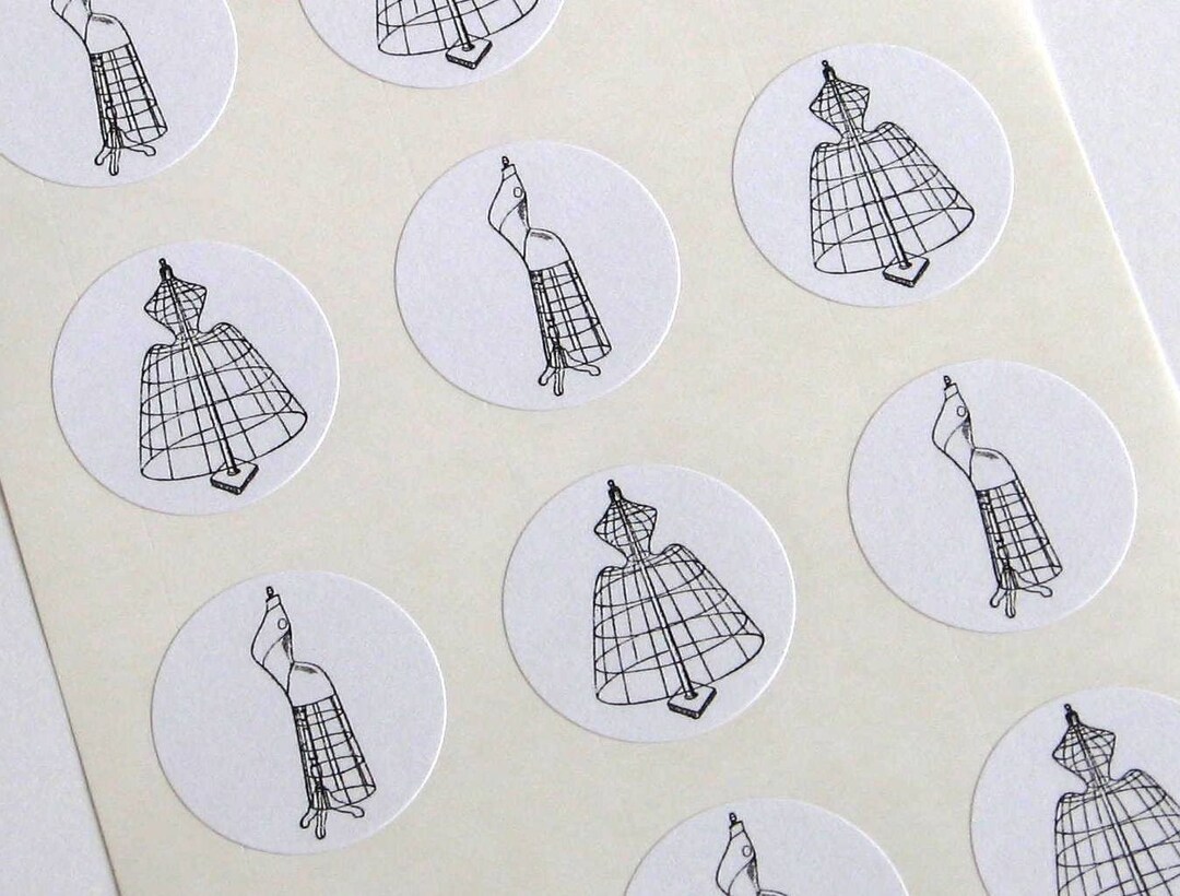 Dress Form Stickers One Inch Round Seals - Etsy