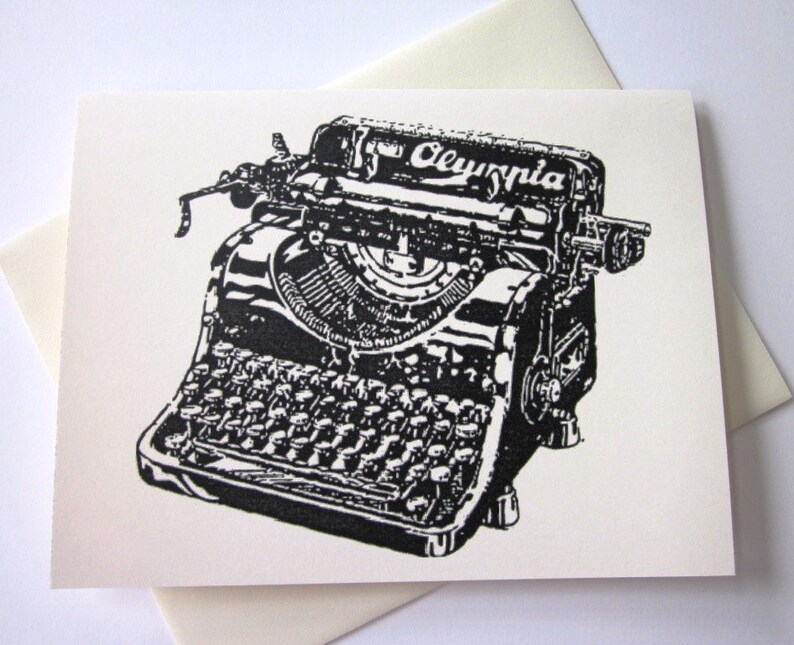 Vintage Typewriter Note Cards Set of 10 in White or Ivory With Etsy