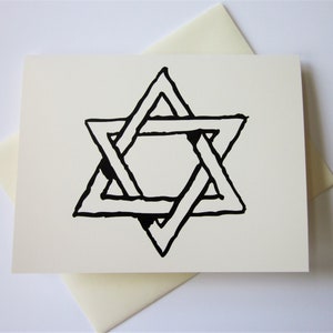 Star of David Note Cards Papeterie Ensemble de 10 cartes en ivoire blanc ou léger avec enveloppes assorties
