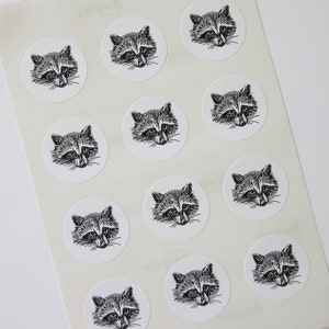 Racoon Stickers One Inch Round Seals