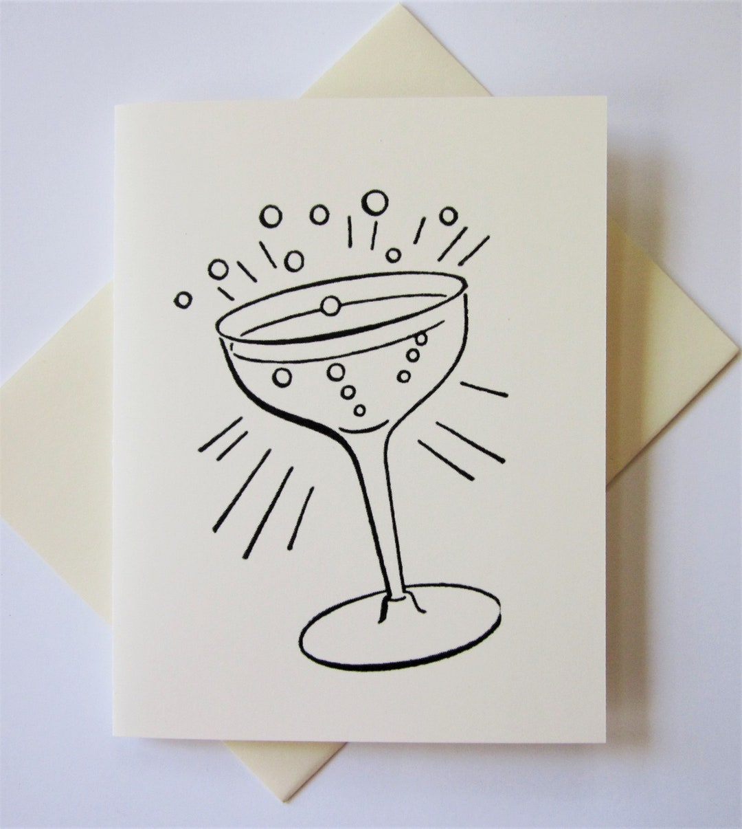 Champagne Note Cards Set of 10 With Matching Envelopes - Etsy