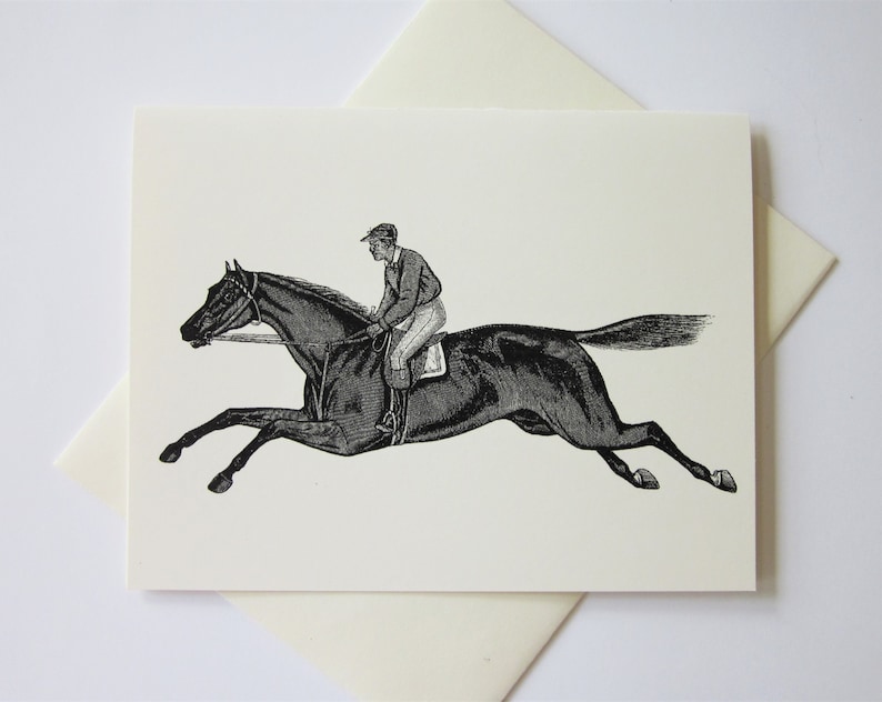 Jockey Rider Racing Horse Note Cards Set of 10 with Matching Envelopes image 2