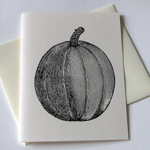 Pumpkin Folded Note Card Set of 10 in White or Ivory with Matching Envelopes image 1