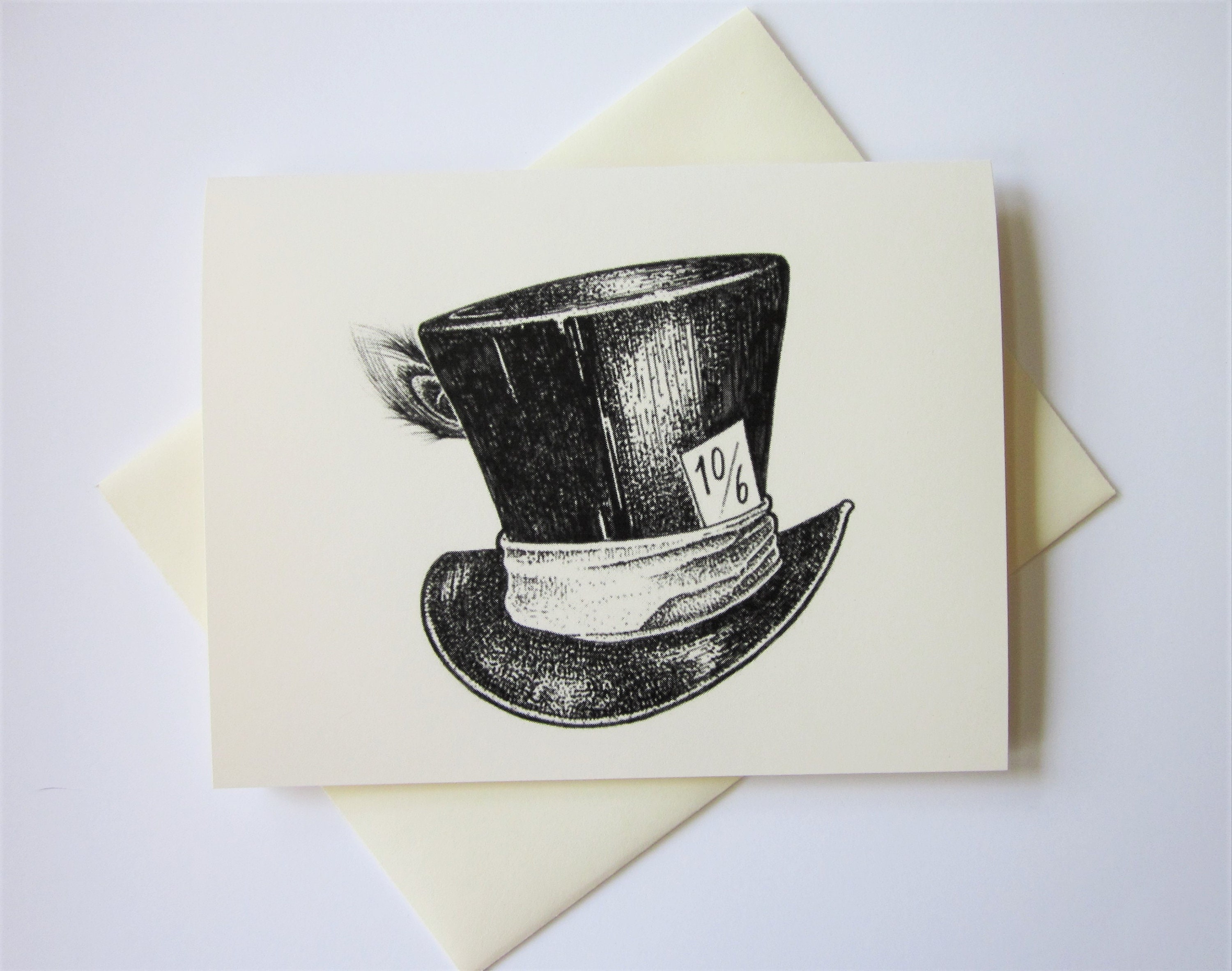 mikrocomputer labyrint Udfyld Mad Hatter Hat Alice in Wonderland Note Cards Set of 10 With - Etsy