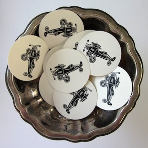Vintage Toy Airplane Tags Round Paper Gift Tags Set of 10