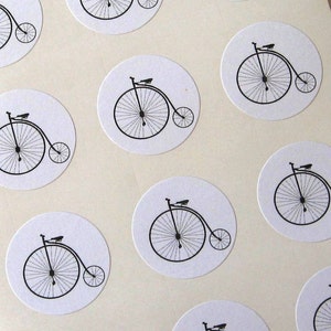 Penny Farthing Bicycle Stickers One Inch Round Seals