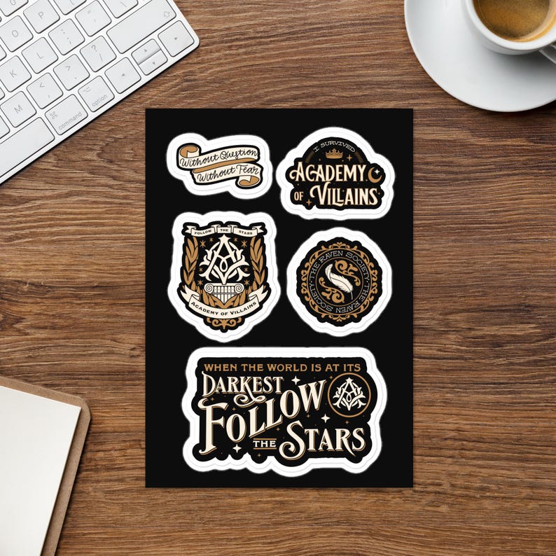 Academy of Villains Indoor Use Sticker sheet | Officially Licensed Book Merch