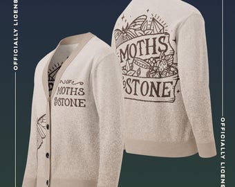 Of Moths and Stone Banner Taupe speckled ombre Knitted cardigan | Officially Licensed K.R.Fryatt Merch