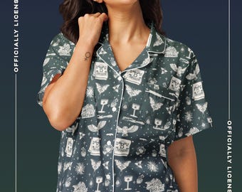 Of Moths and Stone All-over print women’s short sleeve pajama top | Officially Licensed K.R.Fryatt Merch