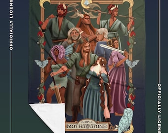 Of Moths and Stone Character Art Throw Blanket | K.R. Fryatt Officially Licensed Merch
