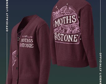 Of Moths and Stone maroon banner Knitted cardigan | Officially Licensed K.R.Fryatt Merch