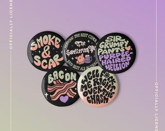 Smoke and Scar Pin Buttons | Officially Licensed Book Merch - Set of 5