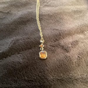 Vintage gold tone, necklace, Parklane pendant photo has rhinestone and additional diamond shaped rhinestone