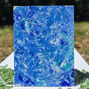 Blue Textured Painting | Bold Ocean Abstract | Crashing White Waves Decor | Blue Canvas Design | Soothing Calm Gift | Palette Knife Art