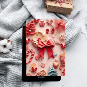 Insertion Kindle imprimable sur le thème des fêtes de Noël pour étui transparent - Compatible avec tous les modèles Paperwhite, Basic, Colorsoft, Oasis et Scribe