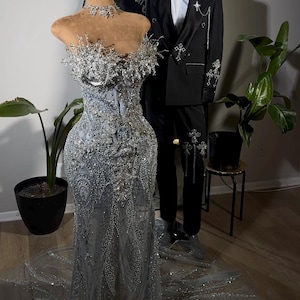 Abendkleid, Spitzenkleid, formell, Geburtstags-Outfit, Silberkleid, Verlobungskleid, Korsettkleid, Partykleid, Hochzeitskleid, Abendkleid, Gold,