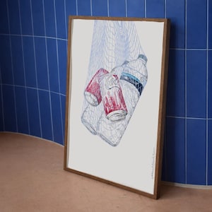 Kunstprint "Cola en Water" - digitale kunst om te printen - Pop Art tekening