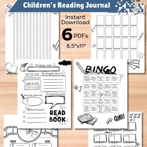 Diario de lectura infantil imprimible: registro de lectura para niños, registro de lectura divertido, informes de libros y actividades de desafío de lectura